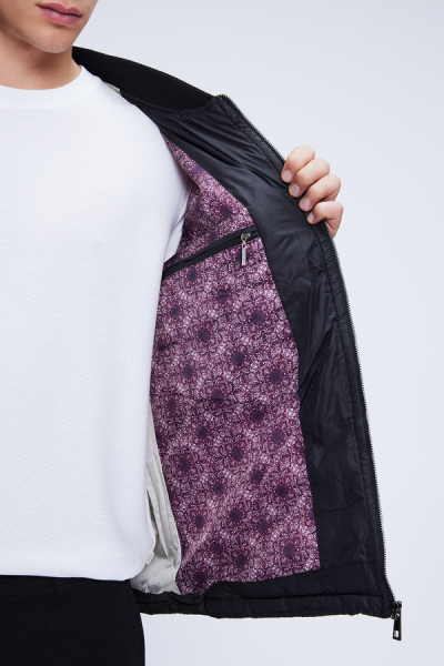 Siyah Regular Fit Bomber Yaka Kapitone Mont - 4