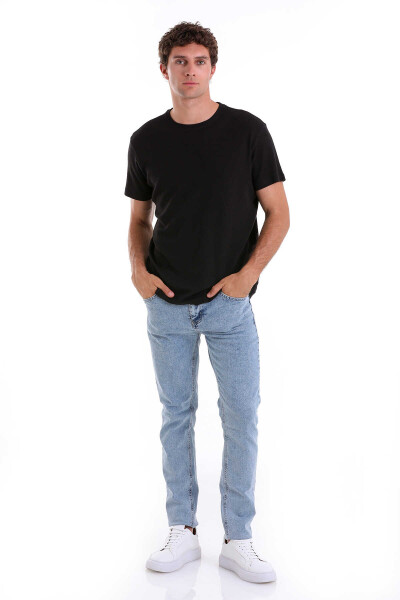 Siyah Regular Fit Desenli 100% Pamuk Bisiklet Yaka Tişört - 2