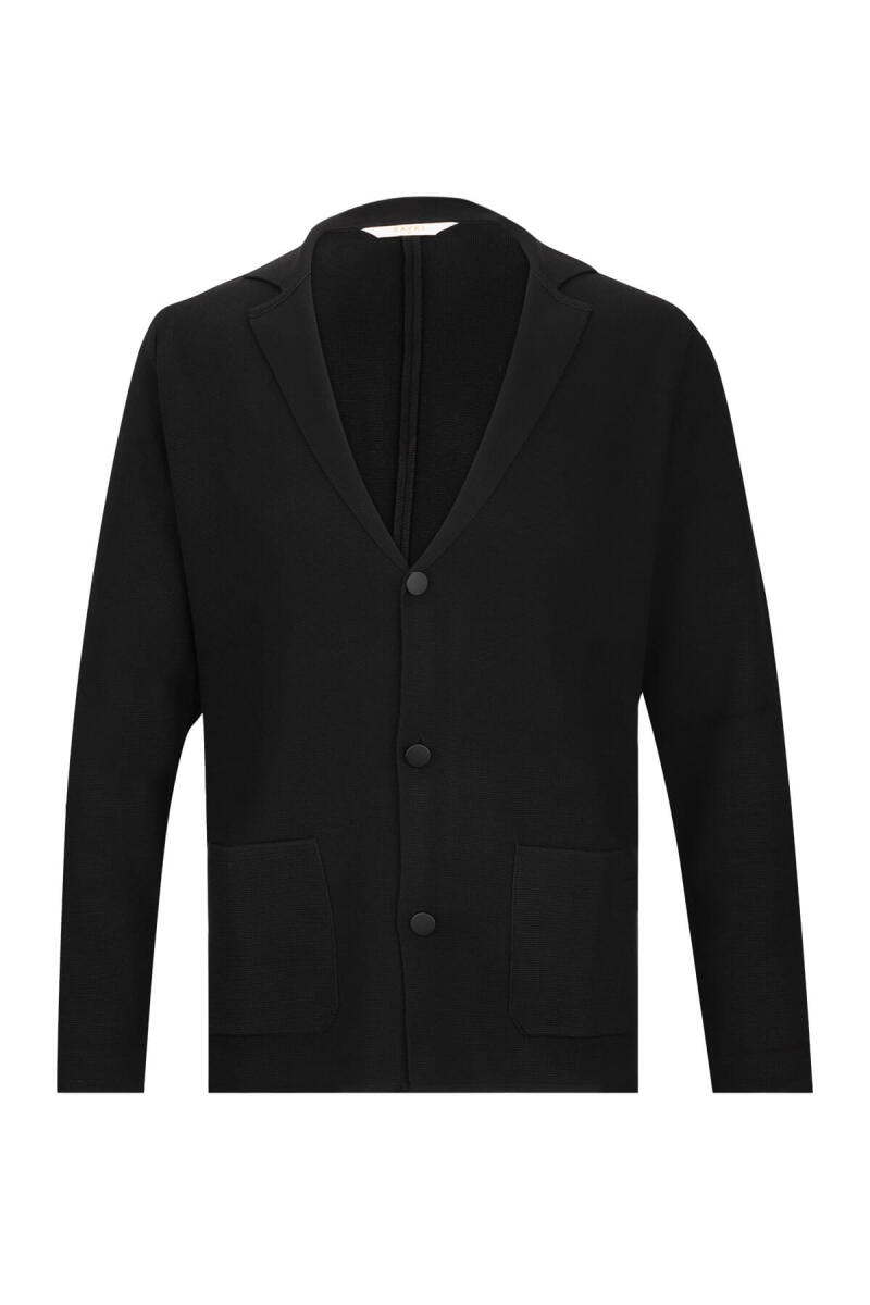 Siyah Regular Fit Düğmeli Triko Ceket - Saykı