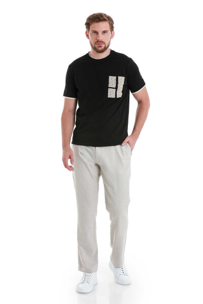 Siyah Regular Fit 100% Pamuk Bisiklet Yaka Tişört - 2