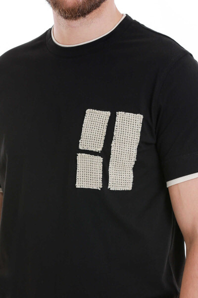 Siyah Regular Fit 100% Pamuk Bisiklet Yaka Tişört - 5