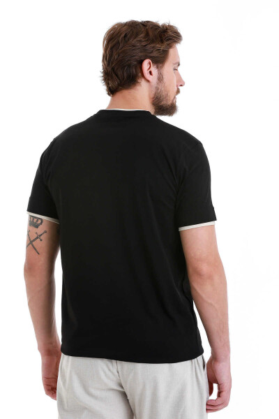 Siyah Regular Fit 100% Pamuk Bisiklet Yaka Tişört - 6