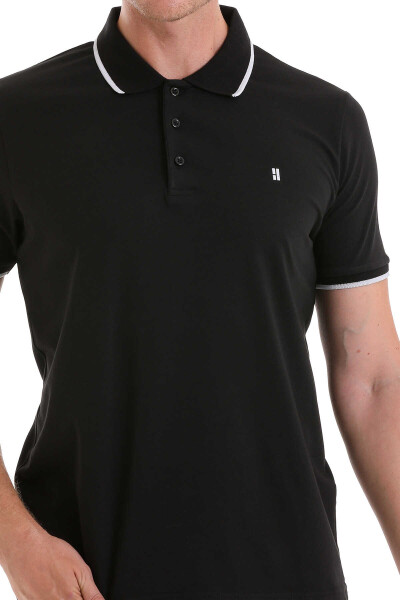 Siyah Regular Fit 100% Pamuk Polo Yaka Tişört - 5