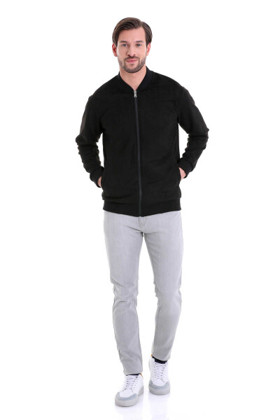 Siyah Regular Fit Bomber Yaka Mevsimlik Mont - 4