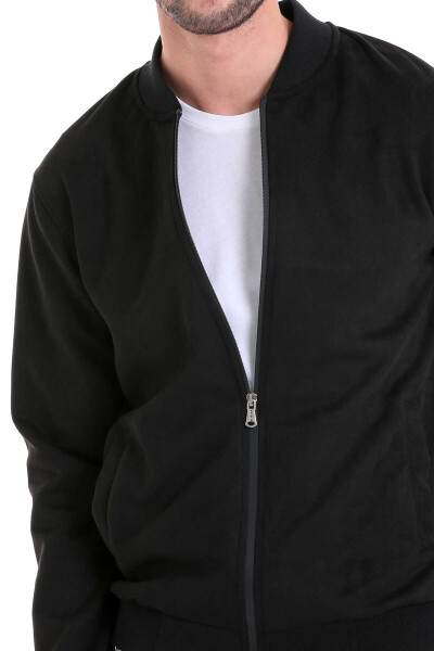 Siyah Regular Fit Bomber Yaka Mevsimlik Mont - 5