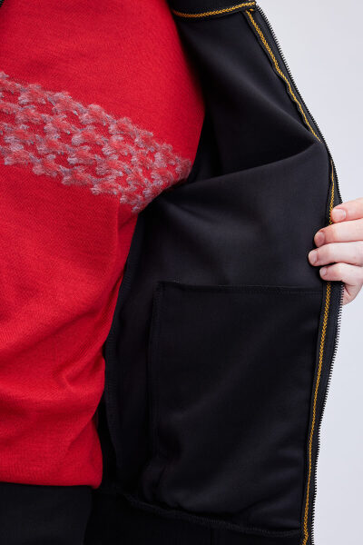 Siyah Regular Fit Bomber Yaka Mevsimlik Mont - 5