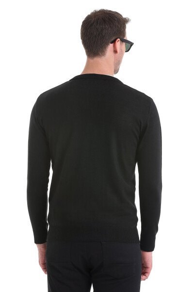 Siyah Regular Fit Düğmeli Triko Hırka - 6