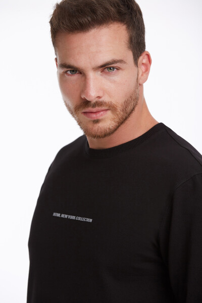 Siyah Regular Fit Pamuklu Bisiklet Yaka Sweatshirt - 7