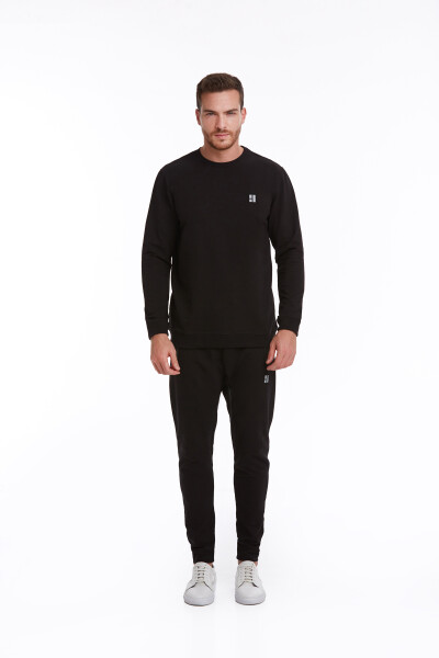 Siyah Regular Fit Pamuklu Bisiklet Yaka Sweatshirt - 7