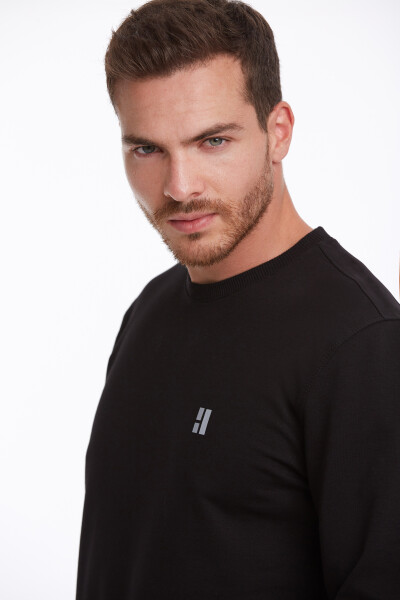 Siyah Regular Fit Pamuklu Bisiklet Yaka Sweatshirt - 9