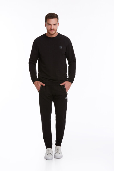 Siyah Regular Fit Pamuklu Bisiklet Yaka Sweatshirt - 6