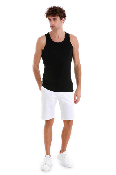 Siyah Regular Fit Pamuklu Örme Atlet - 2