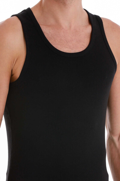 Siyah Regular Fit Pamuklu Örme Atlet - 5