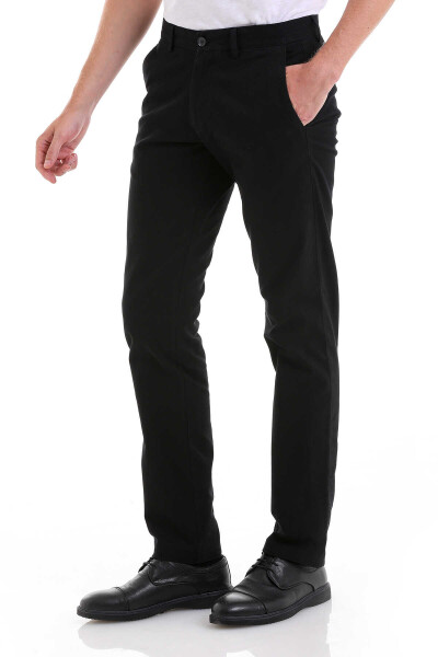 Siyah Regular Fit Yandan Cep Kanvas Pantolon - 2
