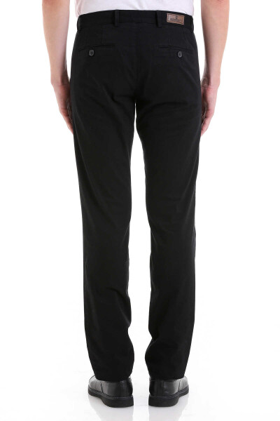 Siyah Regular Fit Yandan Cep Kanvas Pantolon - 5