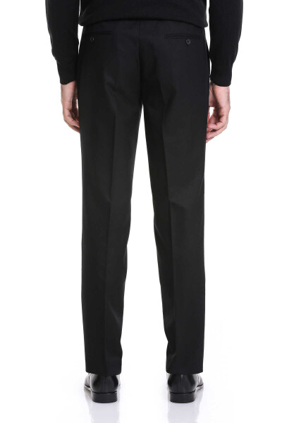 Siyah Regular Fit Yandan Cepli Flanel Kumaş Pantolon - 3