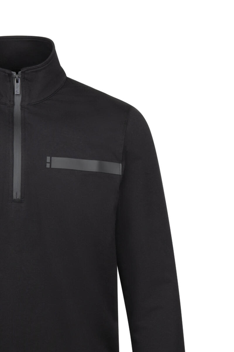 Siyah Regular Fit Fermuarlı Yarım Balıkçı Yaka Pamuklu Sweatshirt - HTML (1)