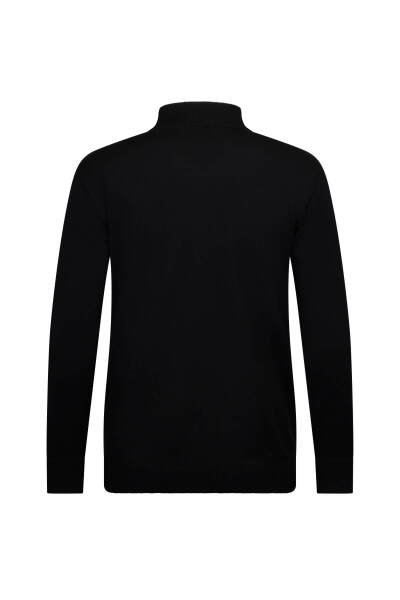 Siyah Regular Fit Fermuarlı Yarım Balıkçı Yaka Rayon Kazak - 2