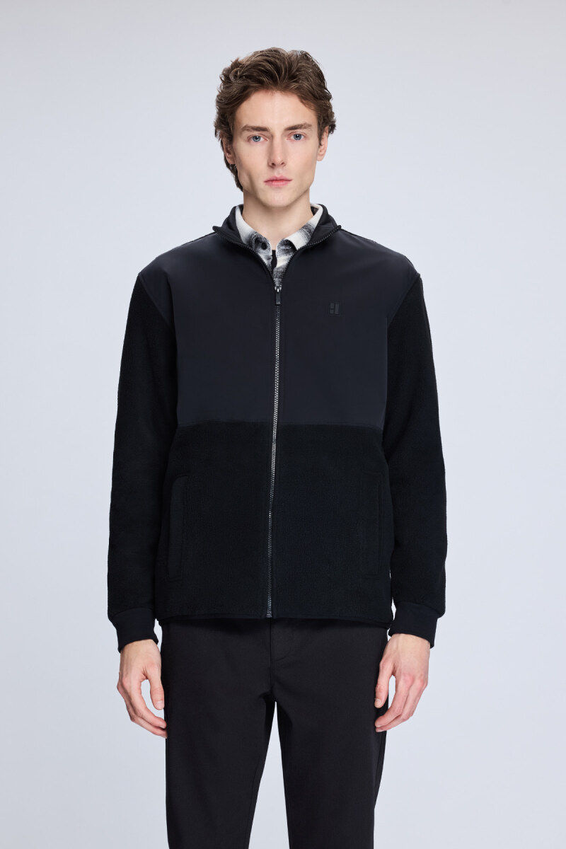 Siyah Regular Fit Hakim Yaka Baharlık Mont - HTML