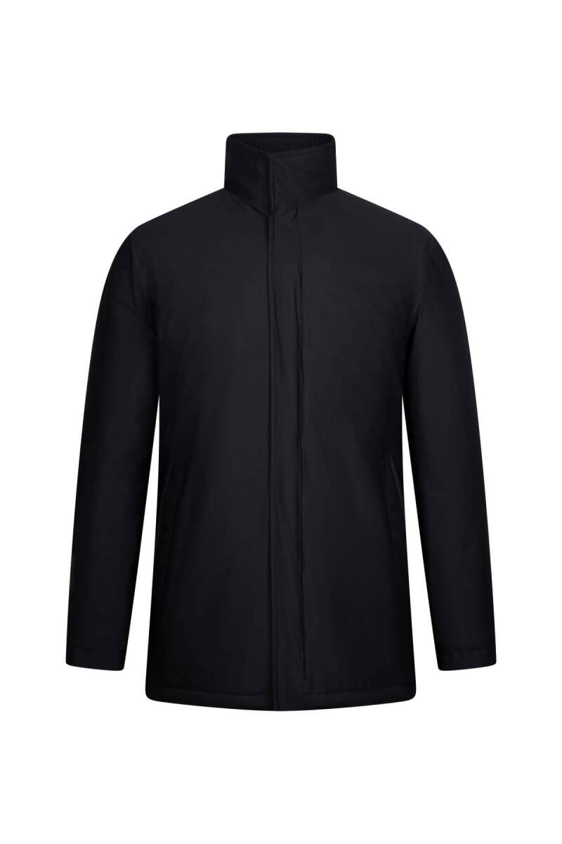 Siyah Regular Fit Hakim Yaka Kaban - Hatem Saykı