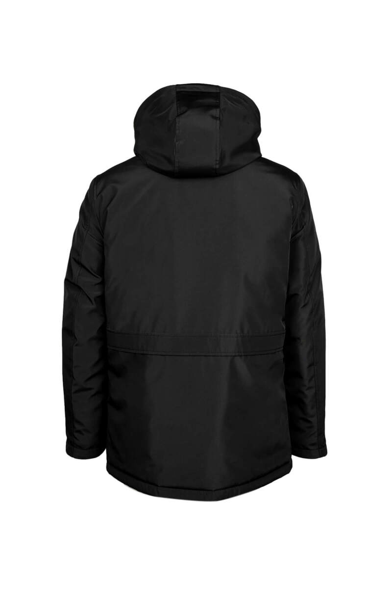 Siyah Regular Fit Hakim Yaka Kapüşonlu Kaban - Hatemoğlu (1)