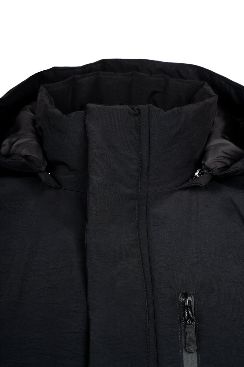 Siyah Regular Fit Hakim Yaka Kapüşonlu Kaban - Hatem Saykı (1)