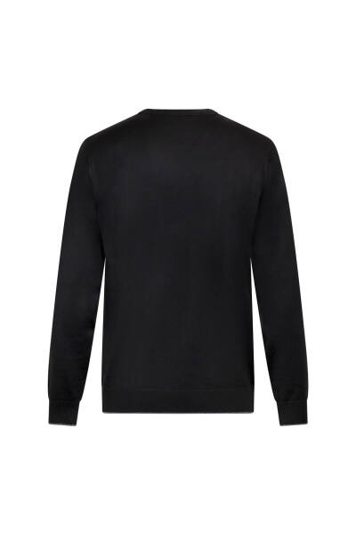 Siyah Regular Fit Jakarlı Bisiklet Yaka Yünlü Triko Kazak - 2