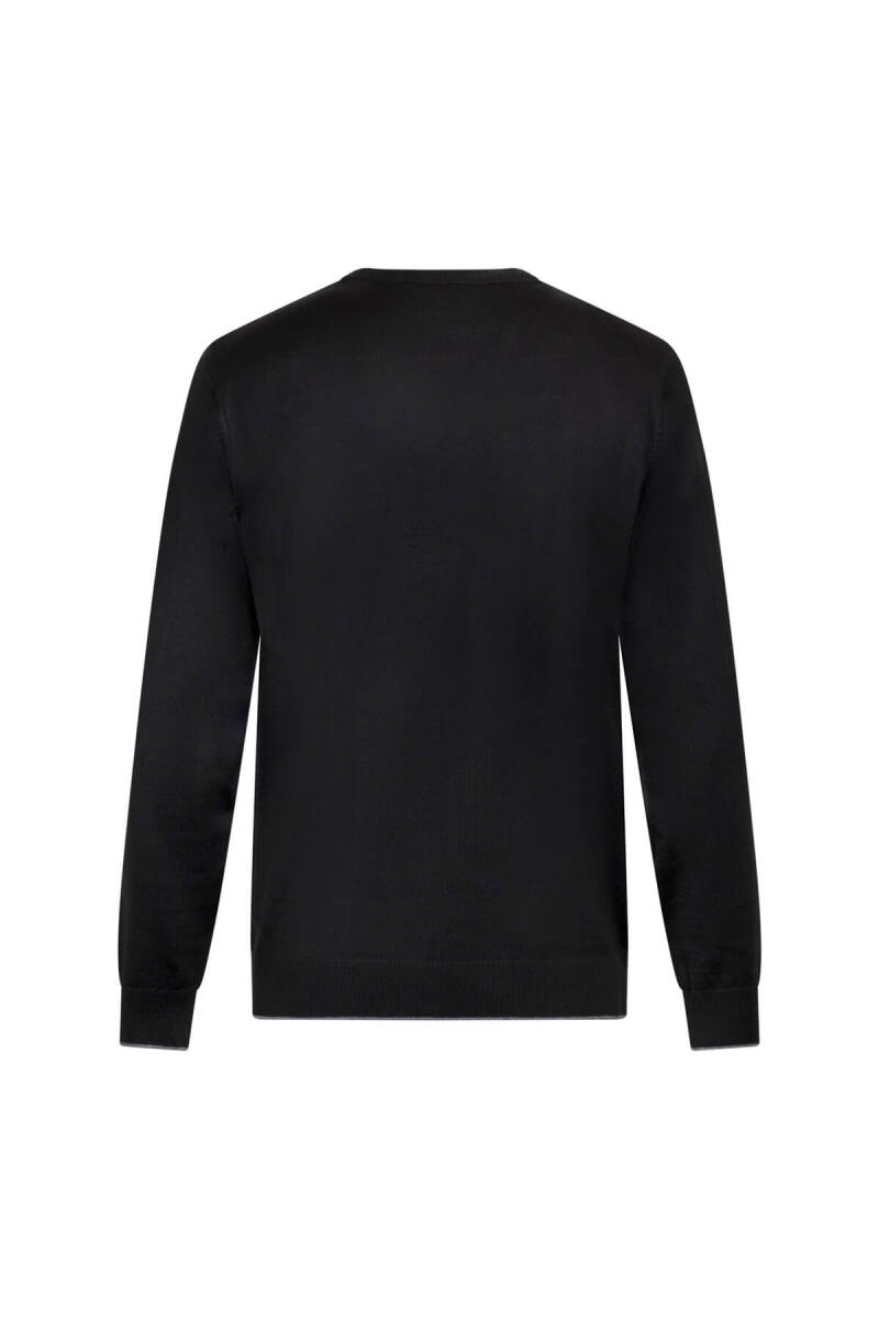 Siyah Regular Fit Jakarlı Bisiklet Yaka Yünlü Triko Kazak - Hatemoğlu (1)