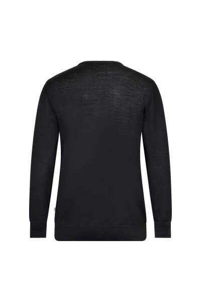 Siyah Regular Fit Jakarlı Bisiklet Yaka Yünlü Triko Kazak - 2