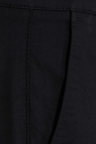 Siyah Regular Fit Pamuklu Yandan Cep Kanvas Pantolon - 3