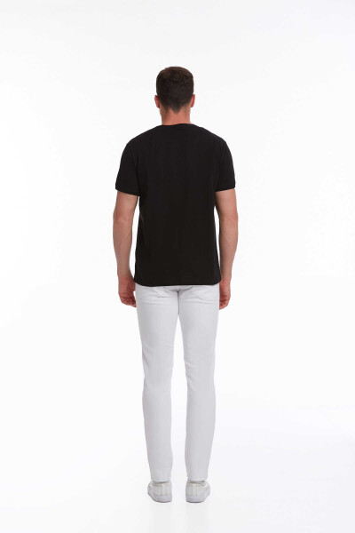 Siyah Regular Düz 100% Pamuk Bisiklet Yaka Tişört - 6
