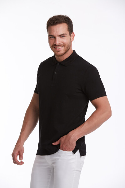 Siyah Regular Fit 100% Pamuk Polo Yaka Tişört - 5