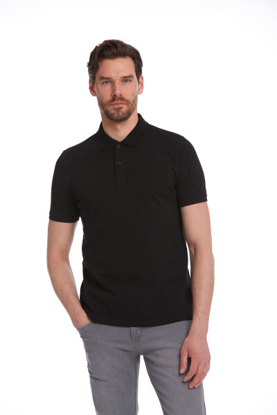 Siyah Regular Fit 100% Pamuk Polo Yaka Tişört 