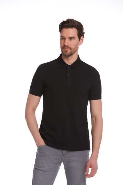 Siyah Regular Fit 100% Pamuk Polo Yaka Tişört - 2