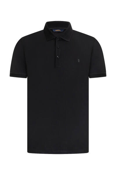 Siyah Regular Fit Polo Yaka Pamuklu Tişört - 1