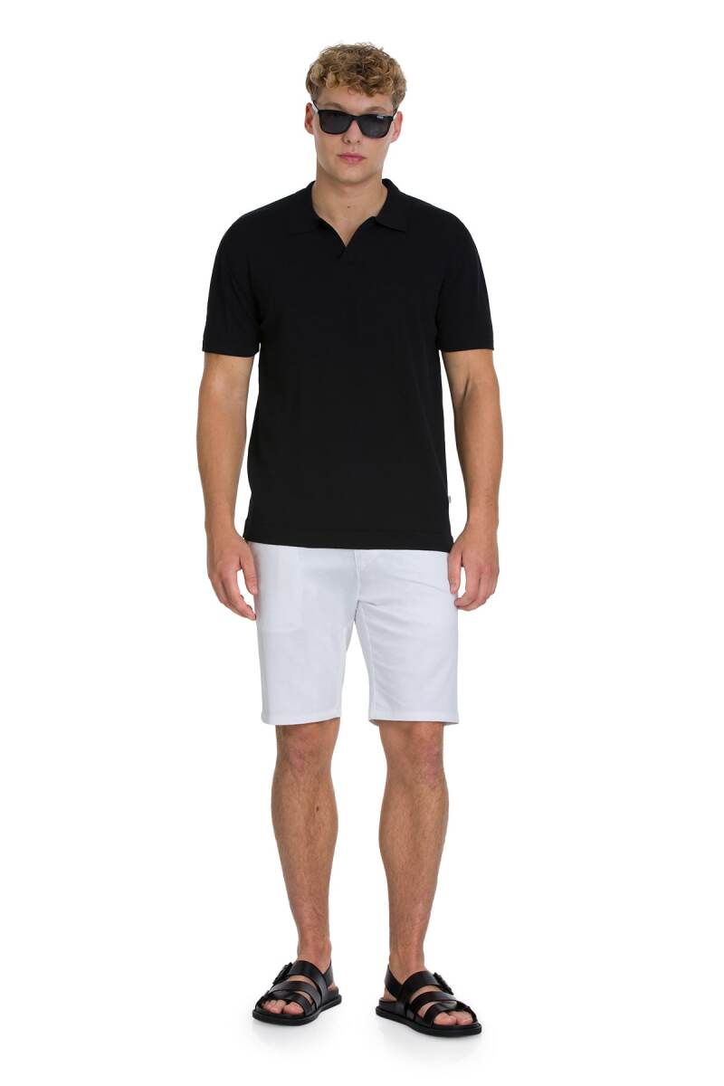Siyah Regular Fit Polo Yaka Rayon Tişört - Saykı (1)