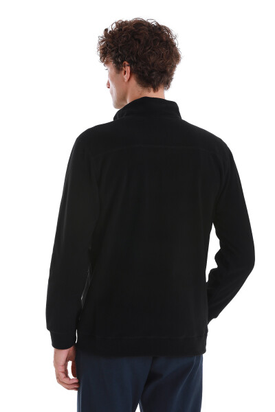 Siyah Regular Fit Tüylenme Yapmayan Soğuk Geçirmez Tam Fermuarlı Polar Sweatshirt - 8