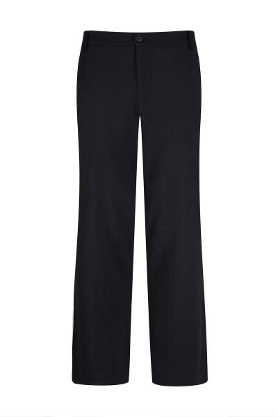 Siyah Regular Fit Yandan Cepli 100% Pamuk Jogger Pantolon 