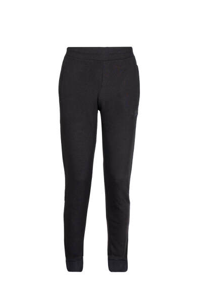 Siyah Regular Fit Yandan Cepli Pamuklu Eşofman Altı - HTML