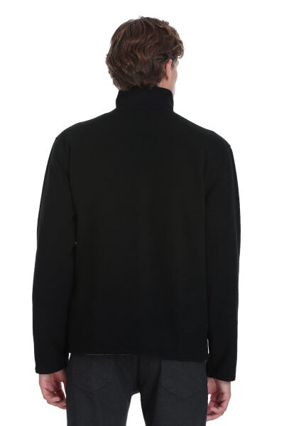 Siyah Regular Fit Yarım Balıkçı Yaka Baharlık Mont - 4