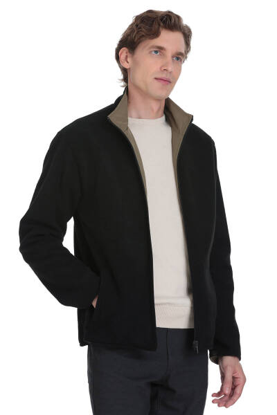 Siyah Regular Fit Yarım Balıkçı Yaka Baharlık Mont - 2