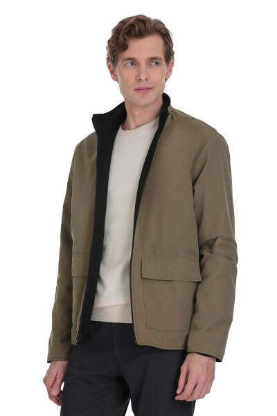 Siyah Regular Fit Yarım Balıkçı Yaka Baharlık Mont - 6