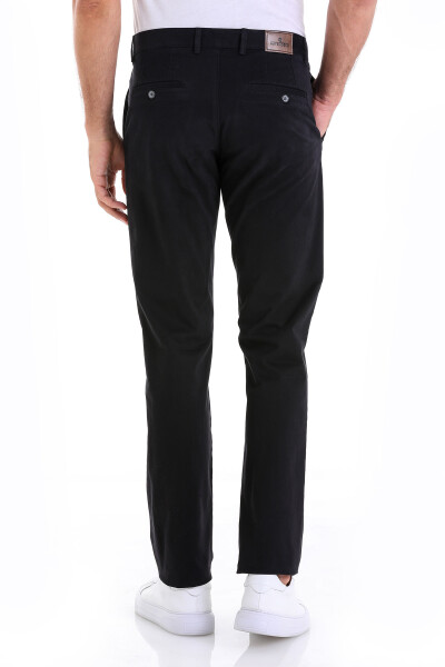Siyah Regular Fit Pamuklu Yandan Cep Kanvas Pantolon - 4