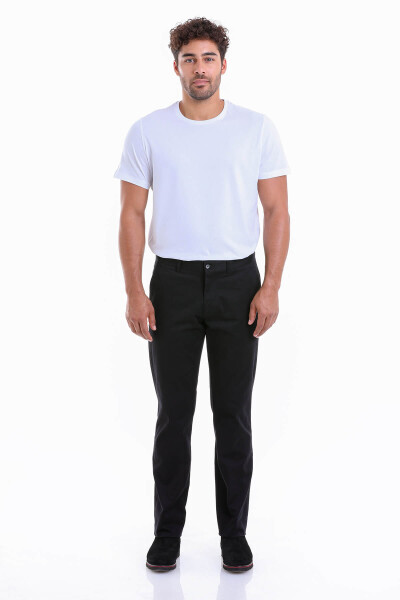Siyah Regular Fit Pamuklu Yandan Cep Kanvas Pantolon - 5