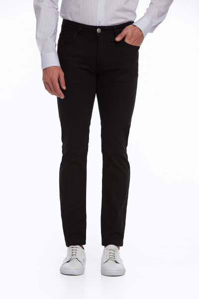 Siyah Regular Fit Pamuklu 5 Cep Kot Pantolon - 3