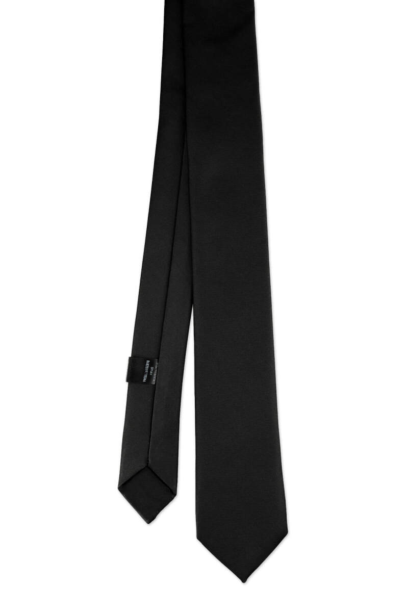 Siyah Saten Kravat Mendil Set - Saykı (1)