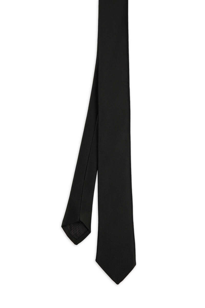 Siyah Saten Kravat Mendil Set - Hatem Saykı (1)