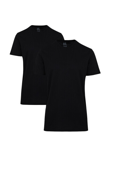 Siyah Regular Fit %100 Pamuk Bisiklet Yaka İkili Paket Basic Tişört 
