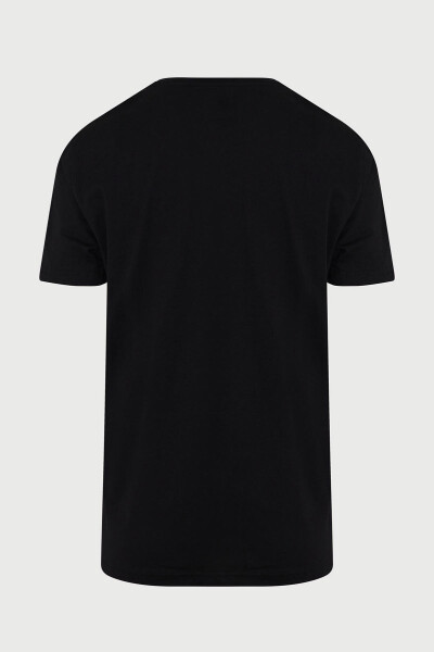 Siyah Slim Fit Baskılı 100% Pamuk Bisiklet Yaka Tişört - 2