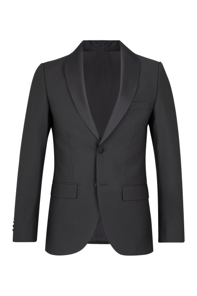 Siyah Slim Fit Çıkma Şal Yaka Damatlık - 2